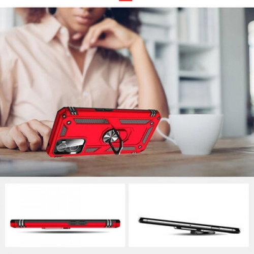 Oppo A36 Kılıf Silikon Zırhlı Standlı Yüzüklü Mıknatıslı Tank Kapak - Rose Gold