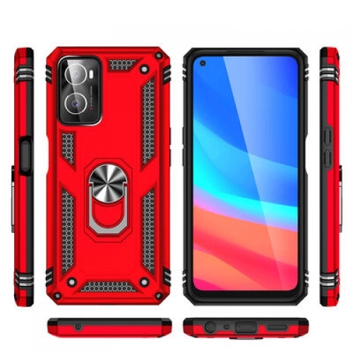 Oppo A36 Kılıf Silikon Zırhlı Standlı Yüzüklü Mıknatıslı Tank Kapak - Siyah