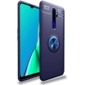 Oppo A5 2020 Kılıf Renkli Silikon Yüzüklü Standlı Auto Focus Ravel Kapak - Mavi