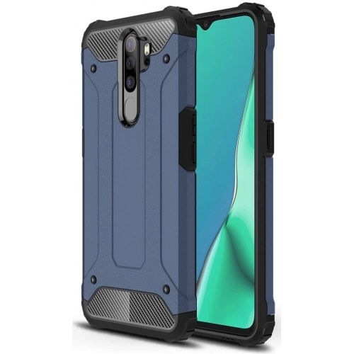 Oppo A5 2020 Kılıf Zırhlı Tank Crash Silikon Kapak - Lacivert