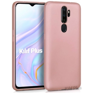 Oppo A5 2020 Kılıf İnce Soft Mat Renkli Esnek Silikon Kapak - Rose Gold