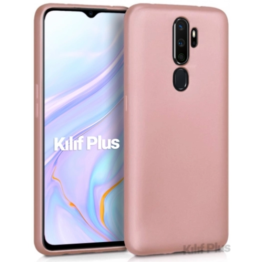 Oppo A5 2020 Kılıf İnce Soft Mat Renkli Esnek Silikon Kapak - Rose Gold