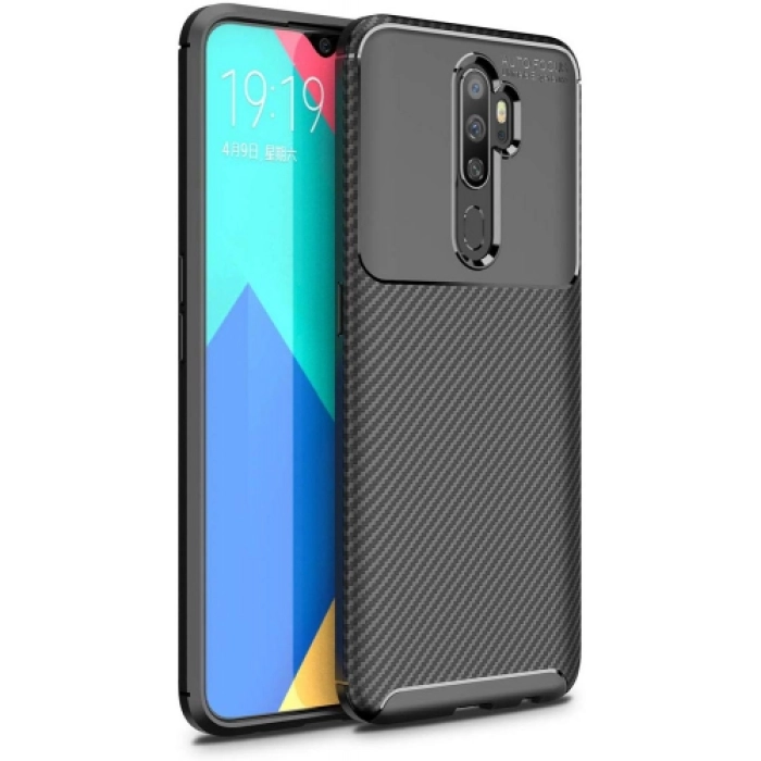 Oppo A5 2020 Kılıf Silikon Parmak İzi Bırakmayan Karbon Soft Negro Kapak - Siyah