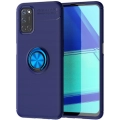 Oppo A52 Kılıf Renkli Silikon Yüzüklü Standlı Auto Focus Ravel Kapak - Mavi