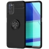 Oppo A52 Kılıf Renkli Silikon Yüzüklü Standlı Auto Focus Ravel Kapak - Siyah