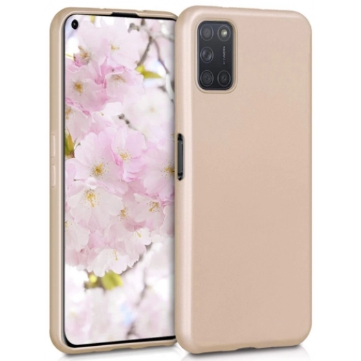 Oppo A52 Kılıf İnce Soft Mat Renkli Esnek Silikon Kapak - Gold