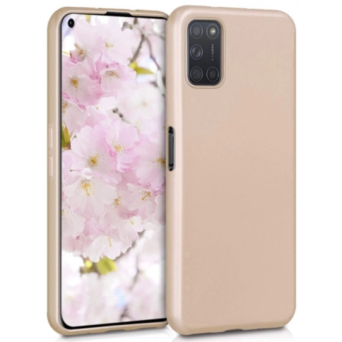 Oppo A52 Kılıf İnce Soft Mat Renkli Esnek Silikon Kapak - Gold