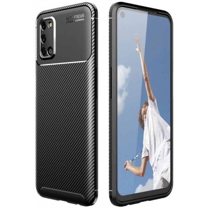 Oppo A52 Kılıf Silikon Parmak İzi Bırakmayan Karbon Soft Negro Kapak - Siyah