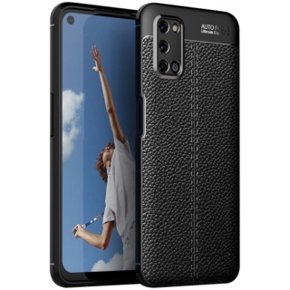 Oppo A52 Kılıf Deri Görünümlü Lüks Parmak İzi Bırakmaz Niss Silikon Kapak - Siyah