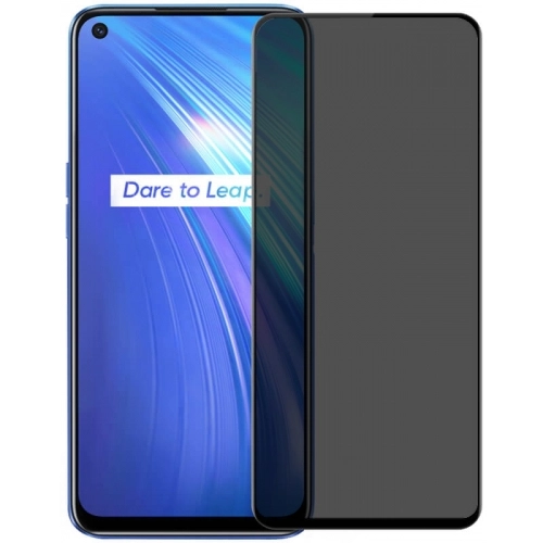 Oppo A52 Kırılmaz Cam 5D Ekran Koruyucu Karartmalı Hayalet Cam Privacy Tam Kapatan - Siyah