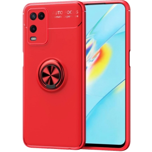 Oppo A54 Kılıf Renkli Silikon Yüzüklü Standlı Auto Focus Ravel Kapak - Kırmızı