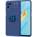 Oppo A54 Kılıf Renkli Silikon Yüzüklü Standlı Auto Focus Ravel Kapak - Mavi