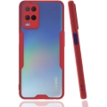 Oppo A54 Kılıf Renkli Silikon Kamera Lens Korumalı Şeffaf Parfe Kapak - Kırmızı