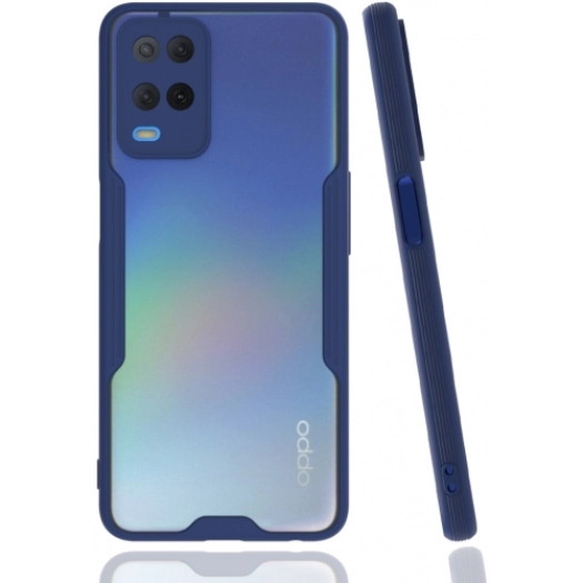 Oppo A54 Kılıf Renkli Silikon Kamera Lens Korumalı Şeffaf Parfe Kapak - Lacivert