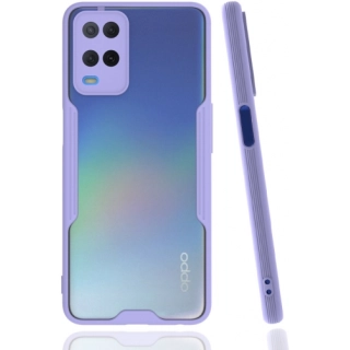 Oppo A54 Kılıf Renkli Silikon Kamera Lens Korumalı Şeffaf Parfe Kapak - Lila