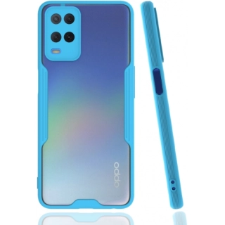 Oppo A54 Kılıf Renkli Silikon Kamera Lens Korumalı Şeffaf Parfe Kapak - Mavi