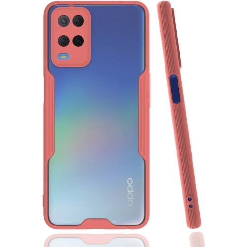 Oppo A54 Kılıf Renkli Silikon Kamera Lens Korumalı Şeffaf Parfe Kapak - Pembe