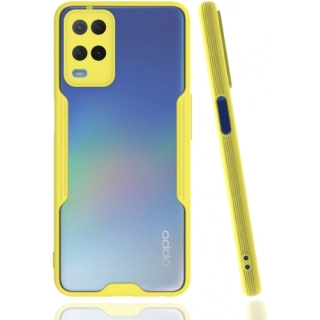 Oppo A54 Kılıf Renkli Silikon Kamera Lens Korumalı Şeffaf Parfe Kapak - Sarı