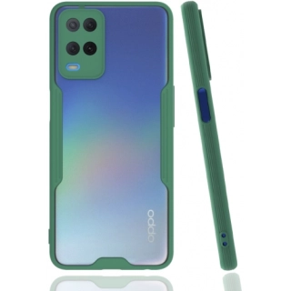 Oppo A54 Kılıf Renkli Silikon Kamera Lens Korumalı Şeffaf Parfe Kapak - Yeşil