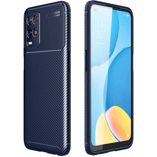 Oppo A54 Kılıf Silikon Parmak İzi Bırakmayan Karbon Soft Negro Kapak - Lacivert