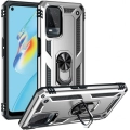 Oppo A54 Kılıf Silikon Zırhlı Standlı Yüzüklü Mıknatıslı Tank Kapak - Gri