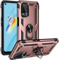 Oppo A54 Kılıf Silikon Zırhlı Standlı Yüzüklü Mıknatıslı Tank Kapak - Rose Gold