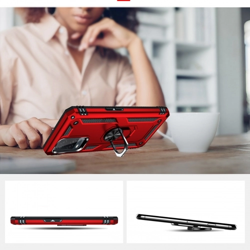 Oppo A54 Kılıf Silikon Zırhlı Standlı Yüzüklü Mıknatıslı Tank Kapak - Siyah