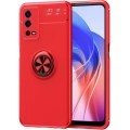 Oppo A55 4G Kılıf Renkli Silikon Yüzüklü Standlı Auto Focus Ravel Kapak - Kırmızı