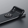 Oppo A55 4G Kılıf Renkli Silikon Yüzüklü Standlı Auto Focus Ravel Kapak - Siyah