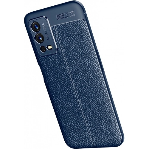 Oppo A55 4G Kılıf Deri Görünümlü Lüks Parmak İzi Bırakmaz Niss Silikon Kapak - Lacivert