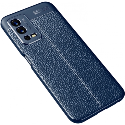 Oppo A55 4G Kılıf Deri Görünümlü Lüks Parmak İzi Bırakmaz Niss Silikon Kapak - Lacivert