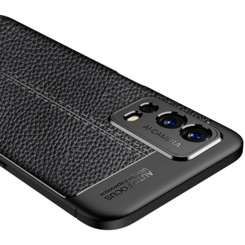 Oppo A55 4G Kılıf Deri Görünümlü Lüks Parmak İzi Bırakmaz Niss Silikon Kapak - Siyah