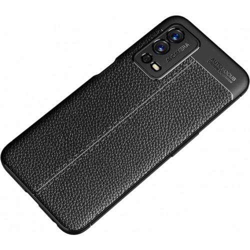 Oppo A55 4G Kılıf Deri Görünümlü Lüks Parmak İzi Bırakmaz Niss Silikon Kapak - Siyah