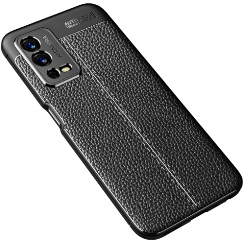 Oppo A55 4G Kılıf Deri Görünümlü Lüks Parmak İzi Bırakmaz Niss Silikon Kapak - Siyah