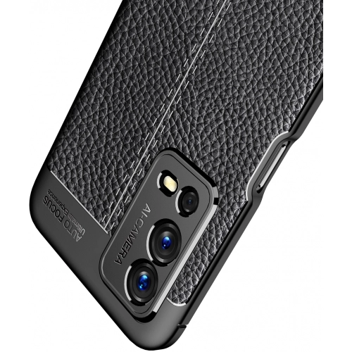 Oppo A55 4G Kılıf Deri Görünümlü Lüks Parmak İzi Bırakmaz Niss Silikon Kapak - Siyah