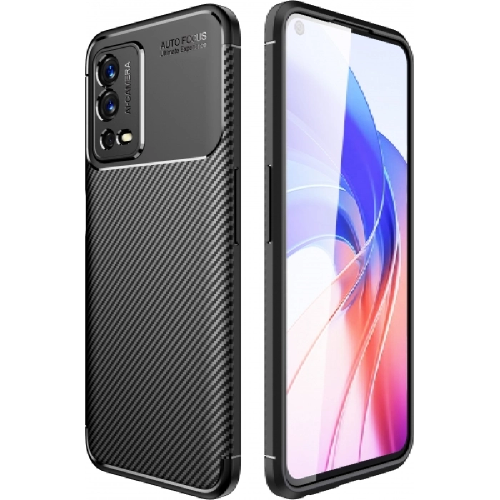 Oppo A55 4G Kılıf Silikon Parmak İzi Bırakmayan Karbon Soft Negro Kapak - Siyah