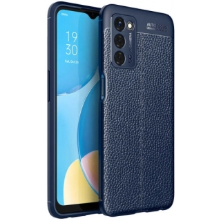 Oppo A55 5G Kılıf Deri Görünümlü Lüks Parmak İzi Bırakmaz Niss Silikon Kapak - Lacivert