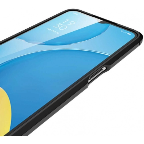 Oppo A55 5G Kılıf Deri Görünümlü Lüks Parmak İzi Bırakmaz Niss Silikon Kapak - Siyah