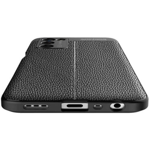 Oppo A55 5G Kılıf Deri Görünümlü Lüks Parmak İzi Bırakmaz Niss Silikon Kapak - Siyah