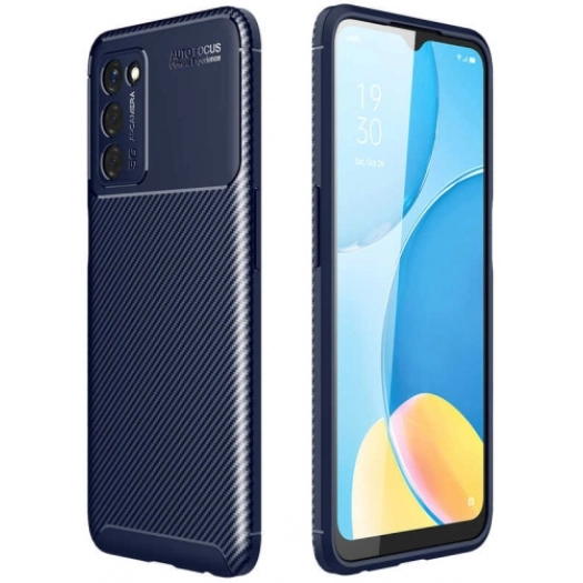 Oppo A55 5G Kılıf Silikon Parmak İzi Bırakmayan Karbon Soft Negro Kapak - Lacivert