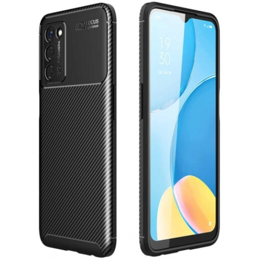Oppo A55 5G Kılıf Silikon Parmak İzi Bırakmayan Karbon Soft Negro Kapak - Siyah