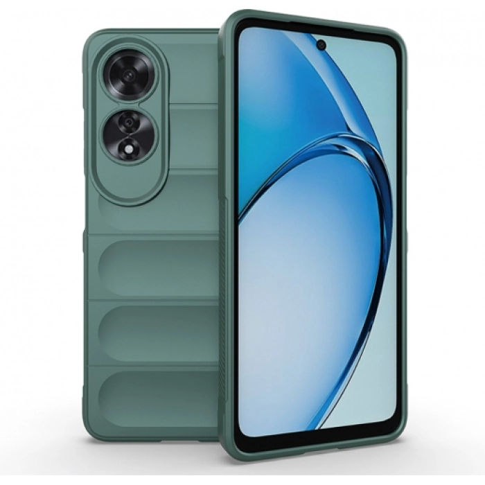 Oppo A60 Kılıf Esnek TPU Oyuklu Arka Yüzey Tasarımlı Zore Etnik Silikon Kapak - Koyu Yeşil