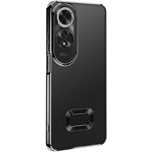 Oppo A60 Kılıf Kamera Lens Korumalı Şeffaf Renkli Logo Gösteren Parlak Kapak - Gümüş