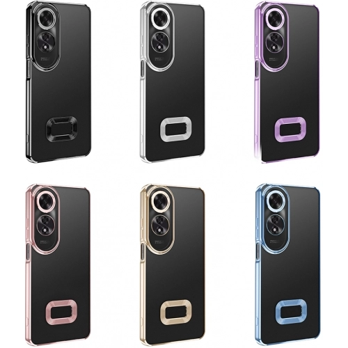 Oppo A60 Kılıf Kamera Lens Korumalı Şeffaf Renkli Logo Gösteren Parlak Kapak - Sierra Mavi