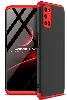 Oppo A72 Kılıf 3 Parçalı 360 Tam Korumalı Rubber AYS Kapak  - Kırmızı - Siyah