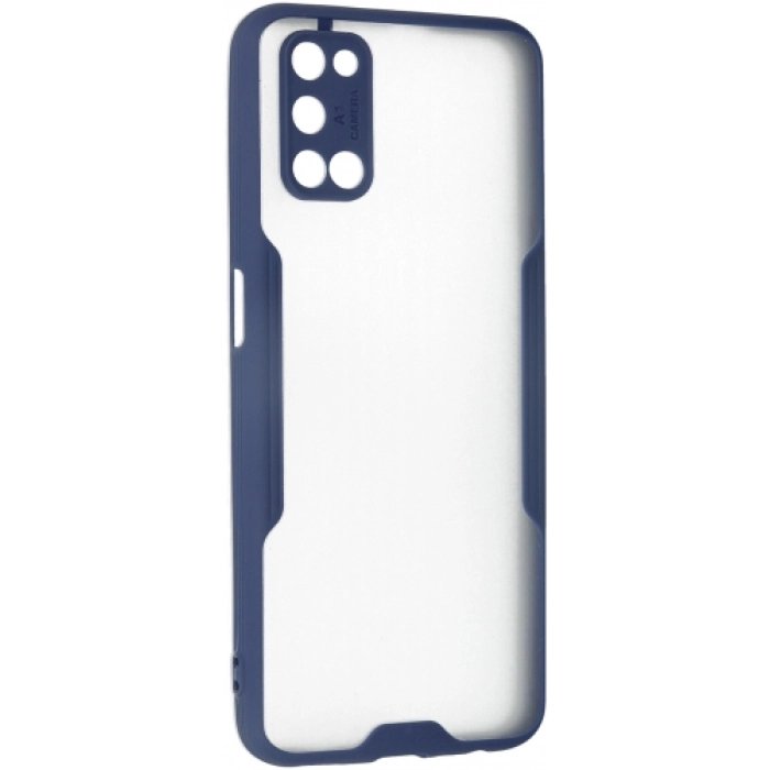 Oppo A72 Kılıf Renkli Silikon Kamera Lens Korumalı Şeffaf Parfe Kapak - Lacivert