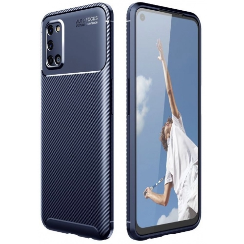 Oppo A72 Kılıf Silikon Parmak İzi Bırakmayan Karbon Soft Negro Kapak - Lacivert