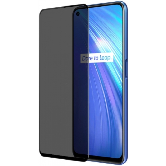 Oppo A72 Kırılmaz Cam 5D Ekran Koruyucu Karartmalı Hayalet Cam Privacy Tam Kapatan - Siyah