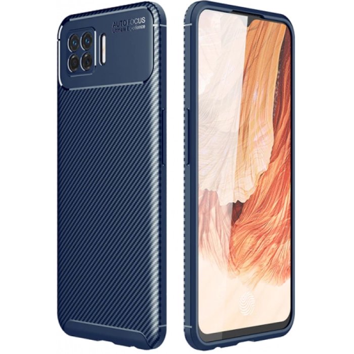 Oppo A73 Kılıf Silikon Parmak İzi Bırakmayan Karbon Soft Negro Kapak - Lacivert