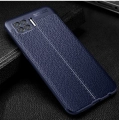 Oppo A73 Kılıf Deri Görünümlü Lüks Parmak İzi Bırakmaz Niss Silikon Kapak - Lacivert